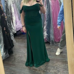 La Femme Dark Green Maxi Dress